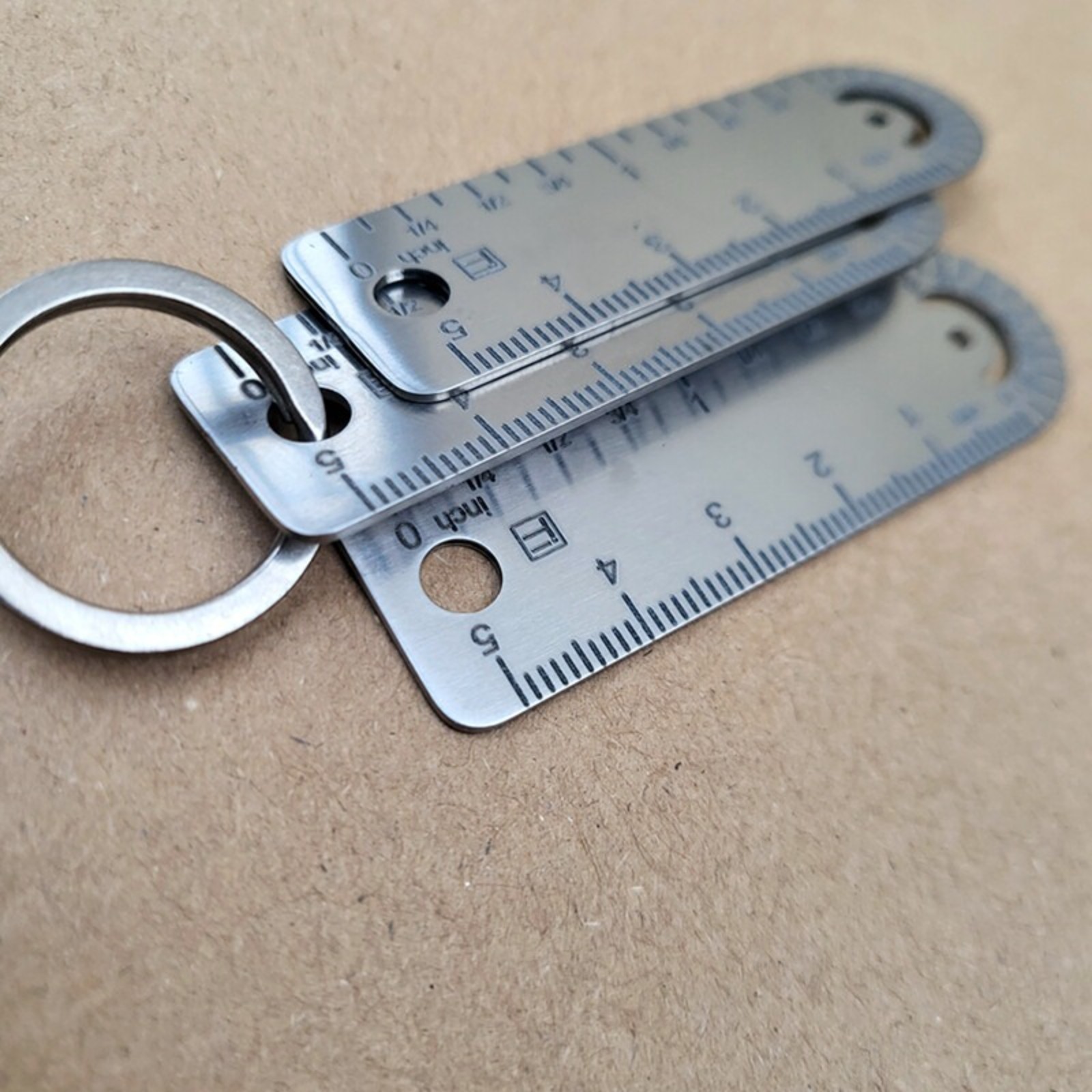Titanium Alloy Ruler Compass Protractor Scale CM Inch Keychain Portable EDC Tool