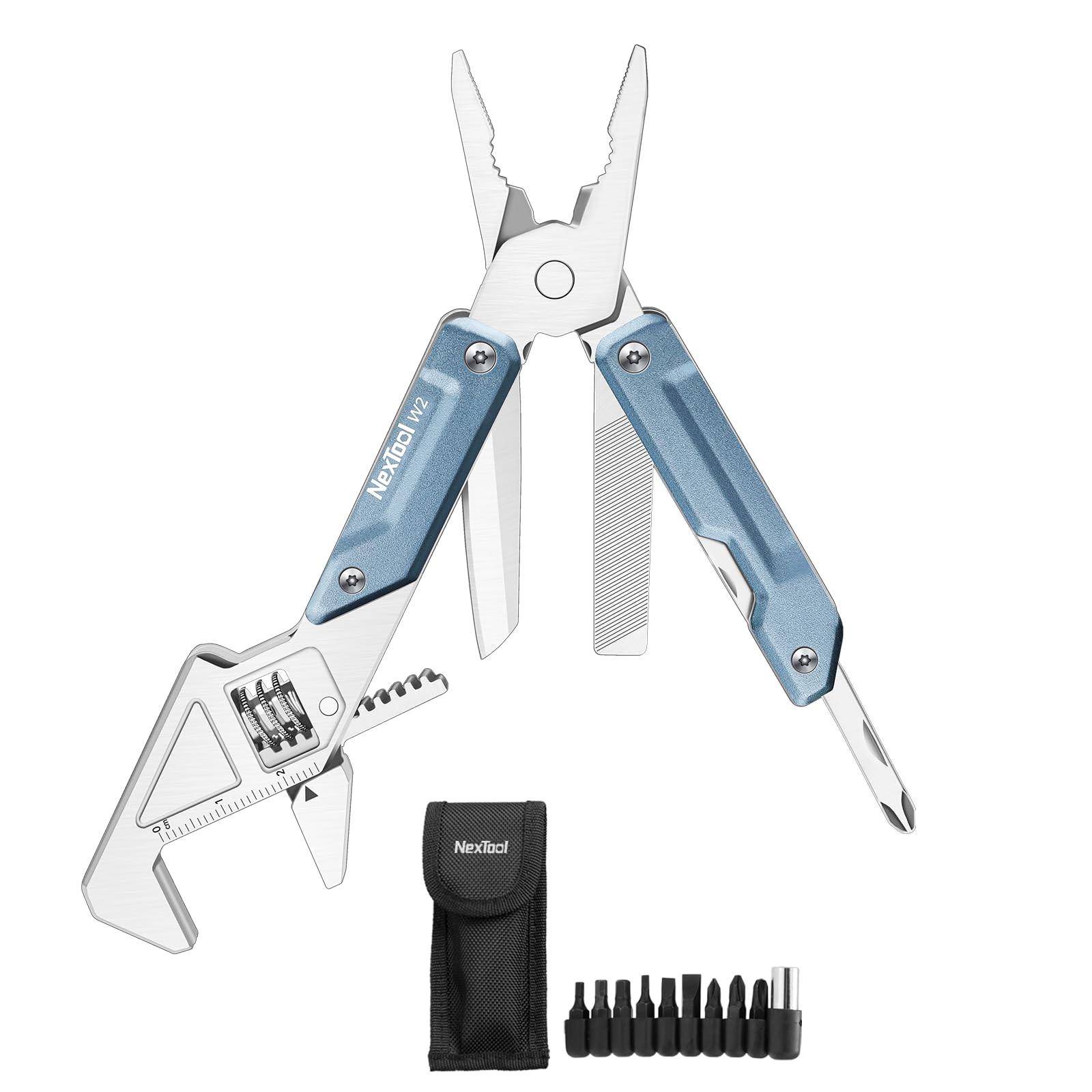 W2, 8 in 1 Multi Tool with Adjustable Wrench, Multitool Pliers, Pocket , Scre…