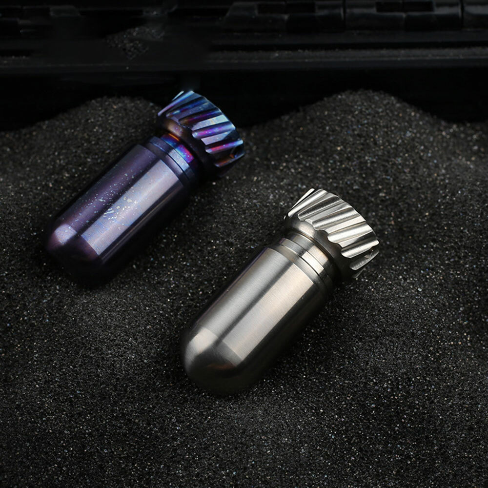 EDC Titanium Multi Tools Waterproof Mini Medicine Bottle Key Pendant Box kit