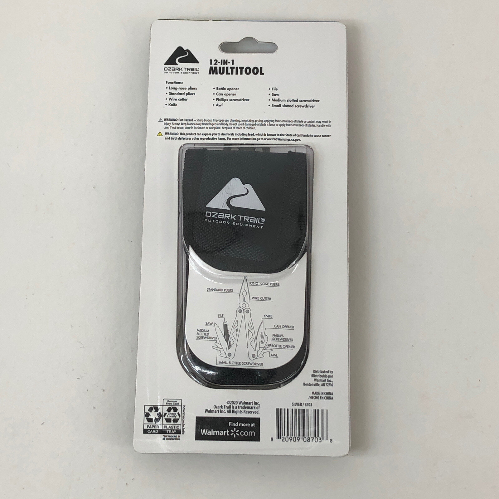 Ozark Trail 12 in 1 Pocket Multi Tool Compact Stainless Outdoor Bugout w Holder