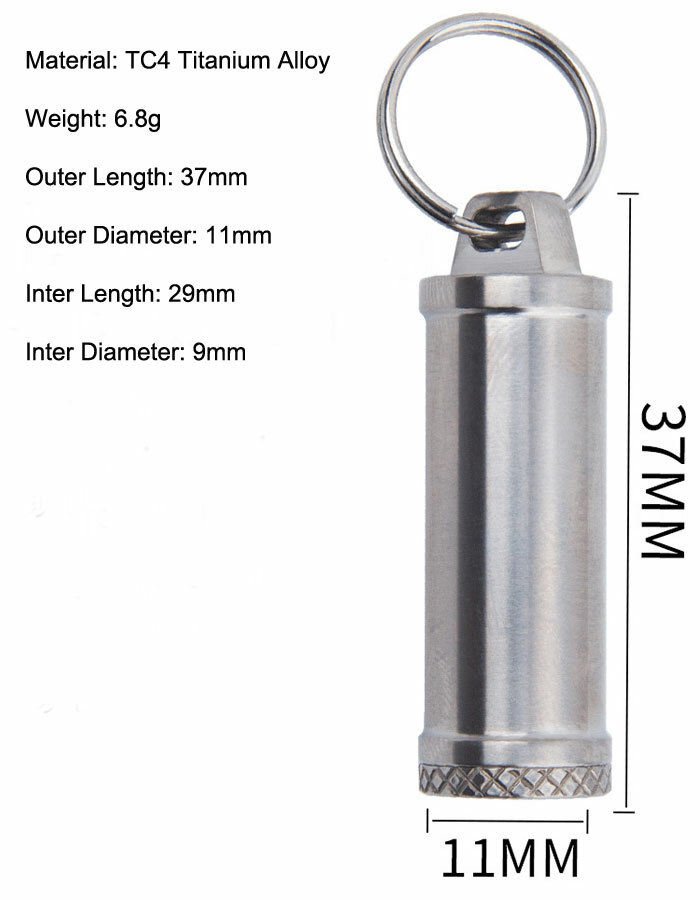 EDC Titanium Alloy Keychain Waterproof Box Sealed Container Outdoor Storage Tool
