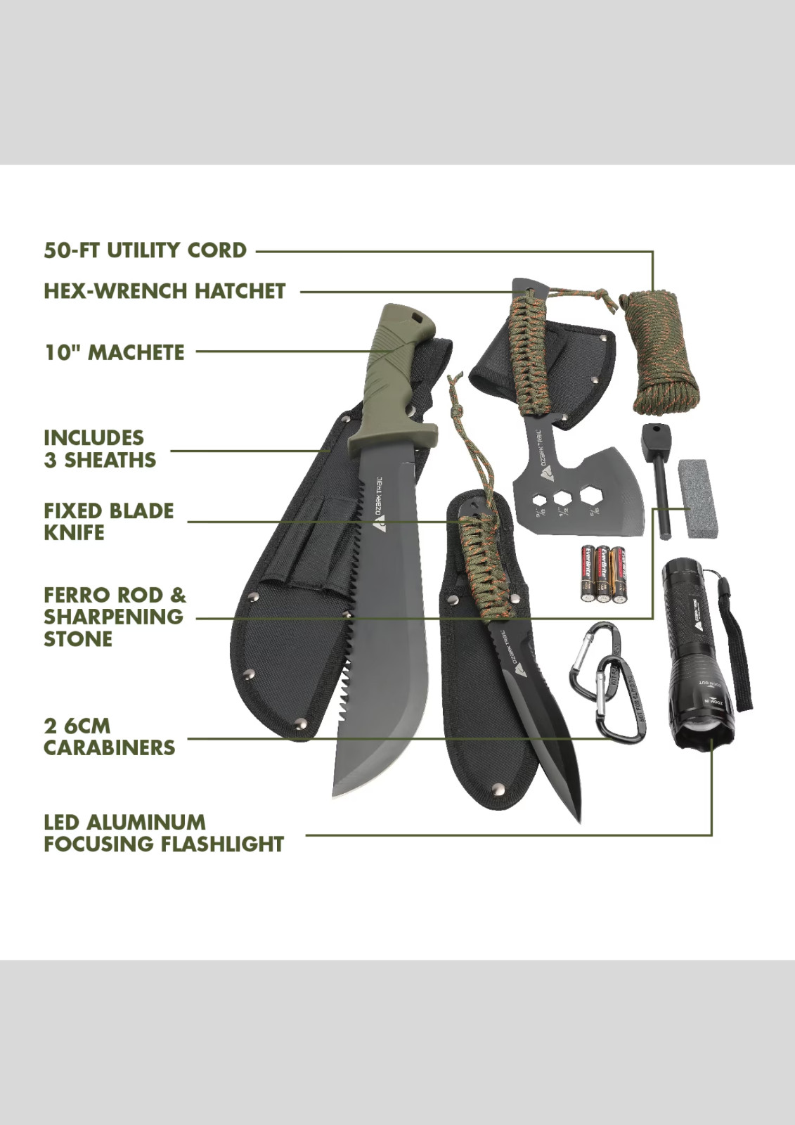 Ozark Trail 12-Piece Camping Tool Set with 180-Lumen Flashlight & Outdoor Access