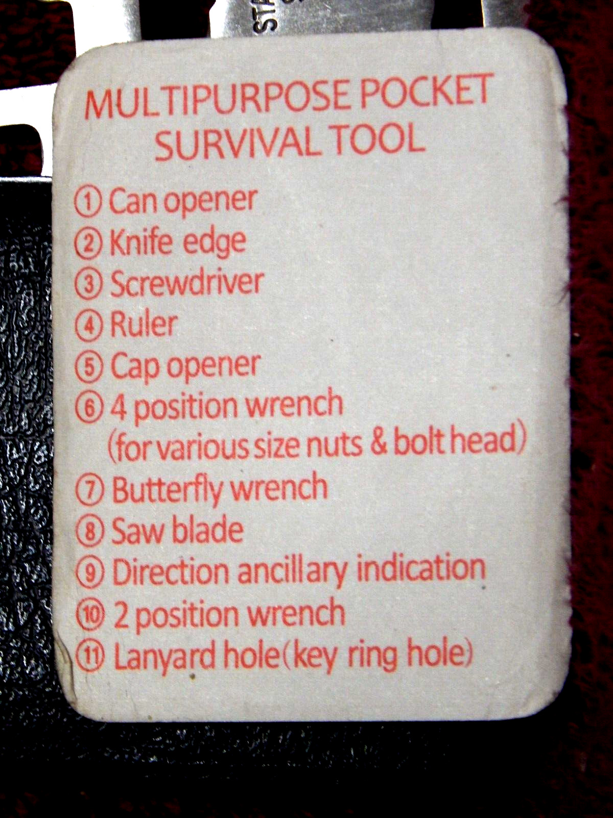 Multipurpose Pocket Survival Tool Stainless Steel + Case Instructions