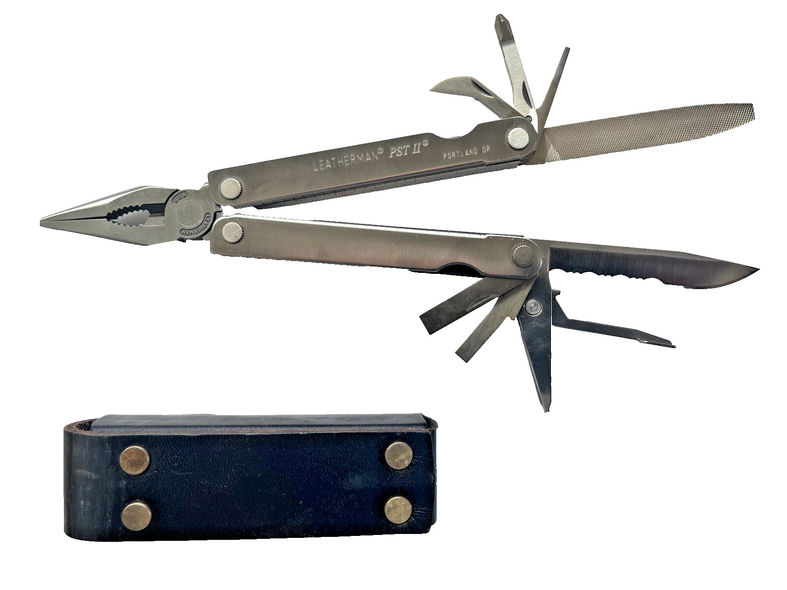 Vintage 1996 Leatherman USA PST II Stainless Steel Folding Multi-Tool & Pouch