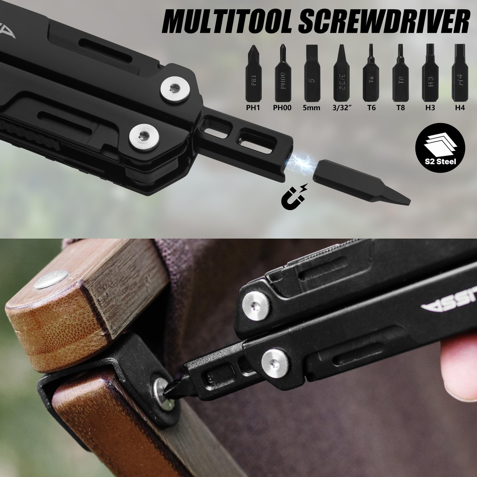 FLISSA Multitool Wrench, Gift for Men Dad, 16-IN-1 EDC Multi-tool with Self-A…