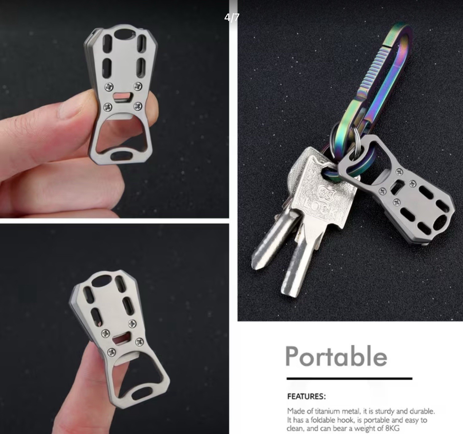Titanium Alloy Bottle Opener Keychain Portable Multifunction Gadget EDC