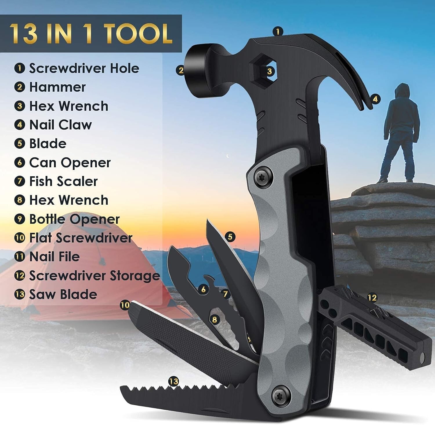Durable Multi-Tool Hammer Gift for Camping and DIY – Ideal Stocking Stuffer