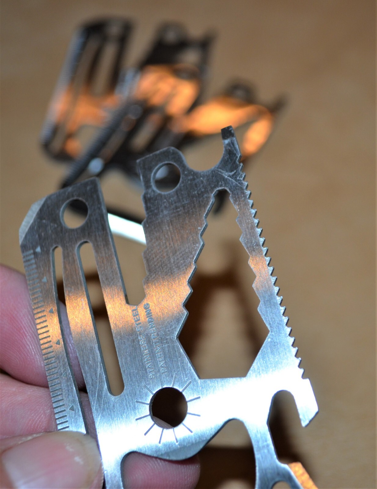 Wallet Multi Survival Tool Stainless Steel Metal Thin Smaller Size Hunting Brand