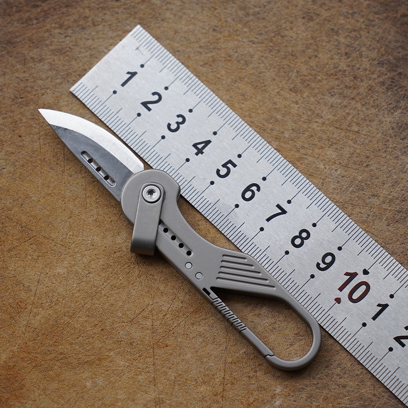 Titanium Alloy Keychain Folding Knife Portable Hiking Camping EDC Tool Outdoor
