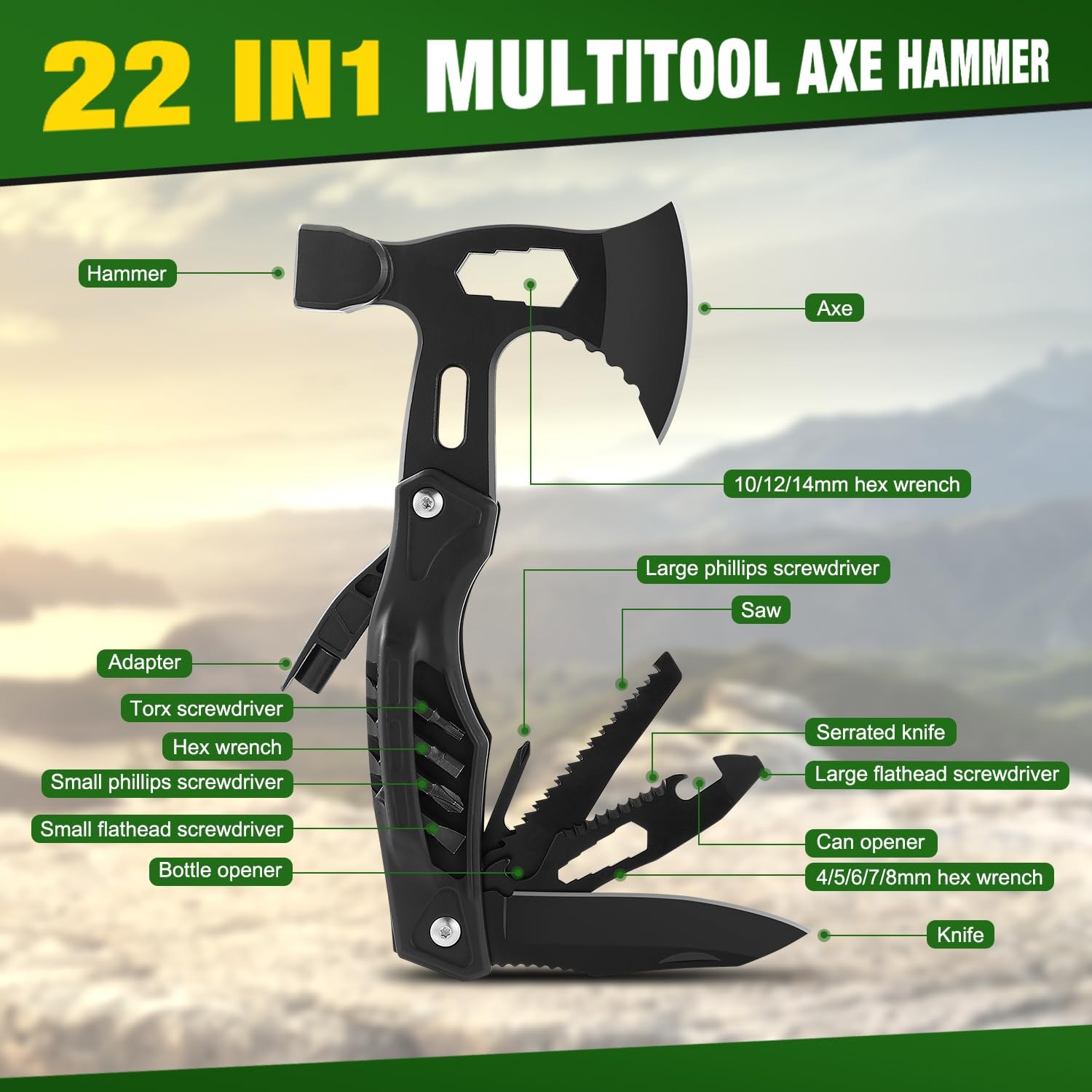 Fathers Day Dad Gifts from Daughter Son Wife, Upgrad 22 in 1 Camping Multitoo…