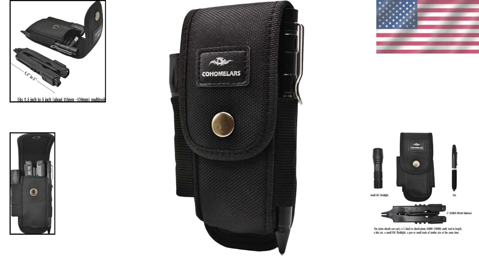 Multitool Nylon Sheath for 4.5” to 5” Multitool- Horizontally and Verticall…