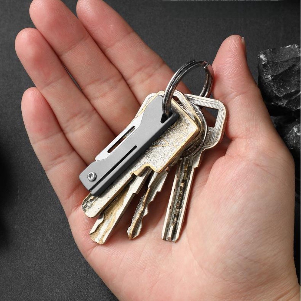 Titanium Alloy EDC Mini Folding Knife Handle Portable Keychain Pocket Knife