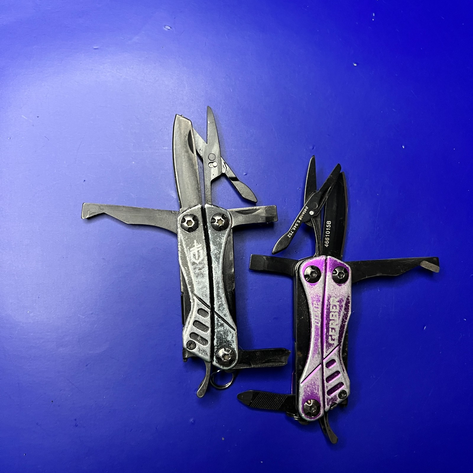 Lot of 2 Gerber Dime Multi-Tools Small Keychain Pliers Knife File Scissors