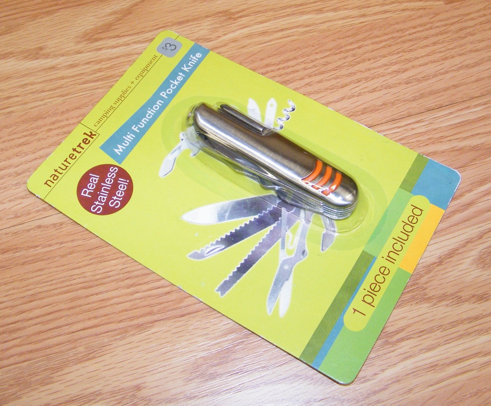Naturetrek Orange Pattern Multi Function Stainless Steel Pocket Knife **NEW**