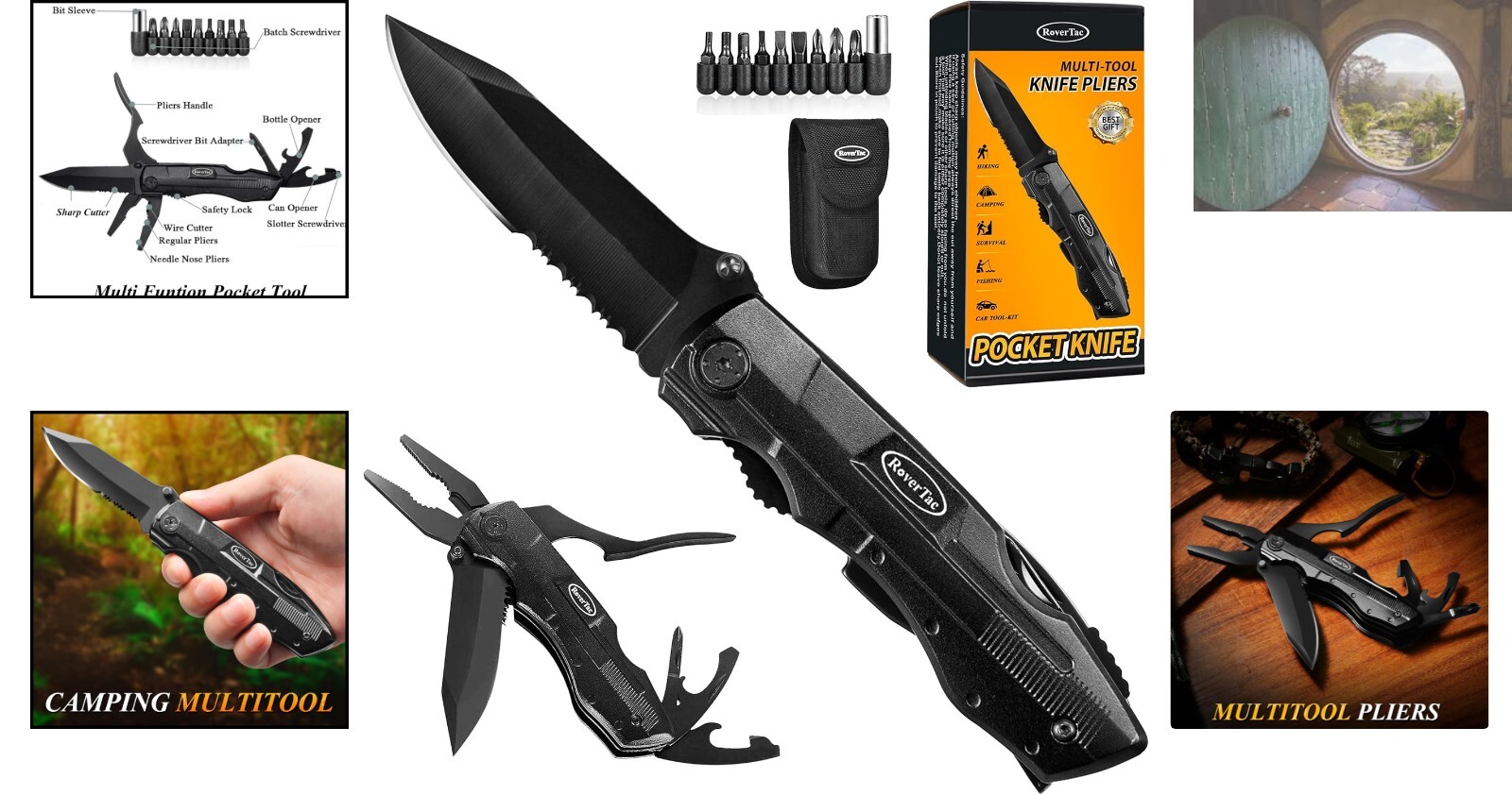 15-in-1 Pocket Knife Multitool – Durable Stainless Steel, Safety Lock & Sheath