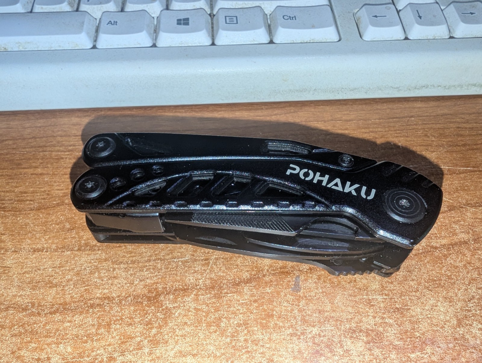 POHAKU Black Multi Tool Pliers Knife Saw File Folding Utility Knife EXC w/ Case