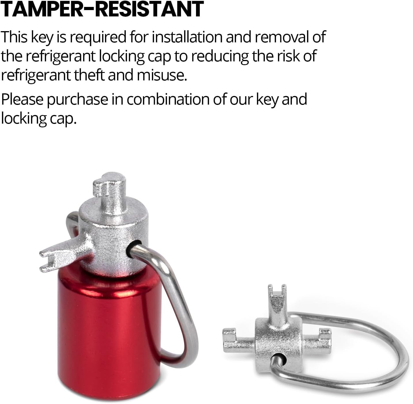HVAC Tools, Locking Cap Key for Refrigerant Safety Caps, Universal Triple Use Mu