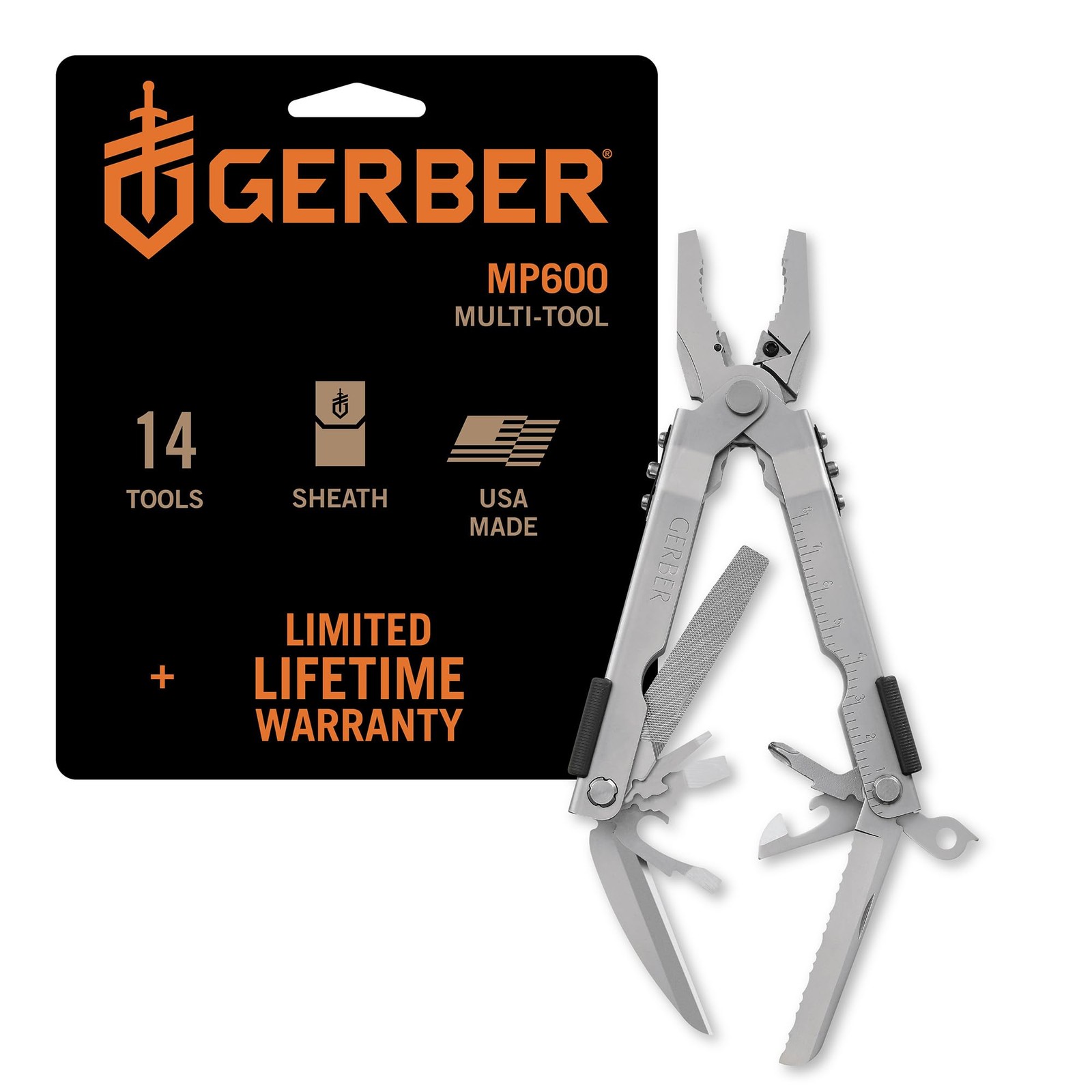 Multitool Gerber Gear Multi Plier 600 Blunt Nose 14 Tools Stainless Steel Knife