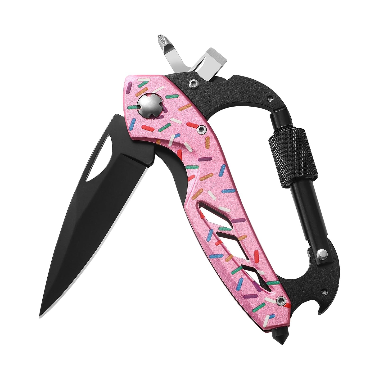 Donut Multitool Carabiner Knife Gifts for Women Men,Survival Gear for Camping…