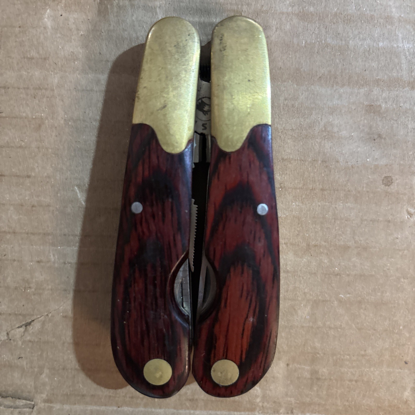 Vintage Husky 25 Years 25th Anniversary Limited Edition Multi-Tool Brass & Wood