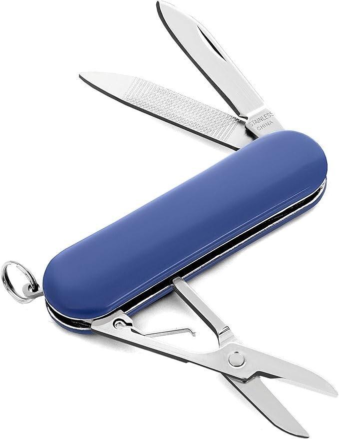 MAXAM Mini 2″ Multi-Tool Pocket Knife With File and Scissors – Blue