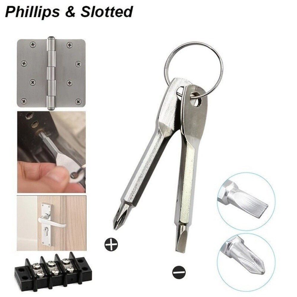 2Pcs Keychain Screwdriver EDC Tool Set Outdoor Carrying Mini Tool with KeyChain