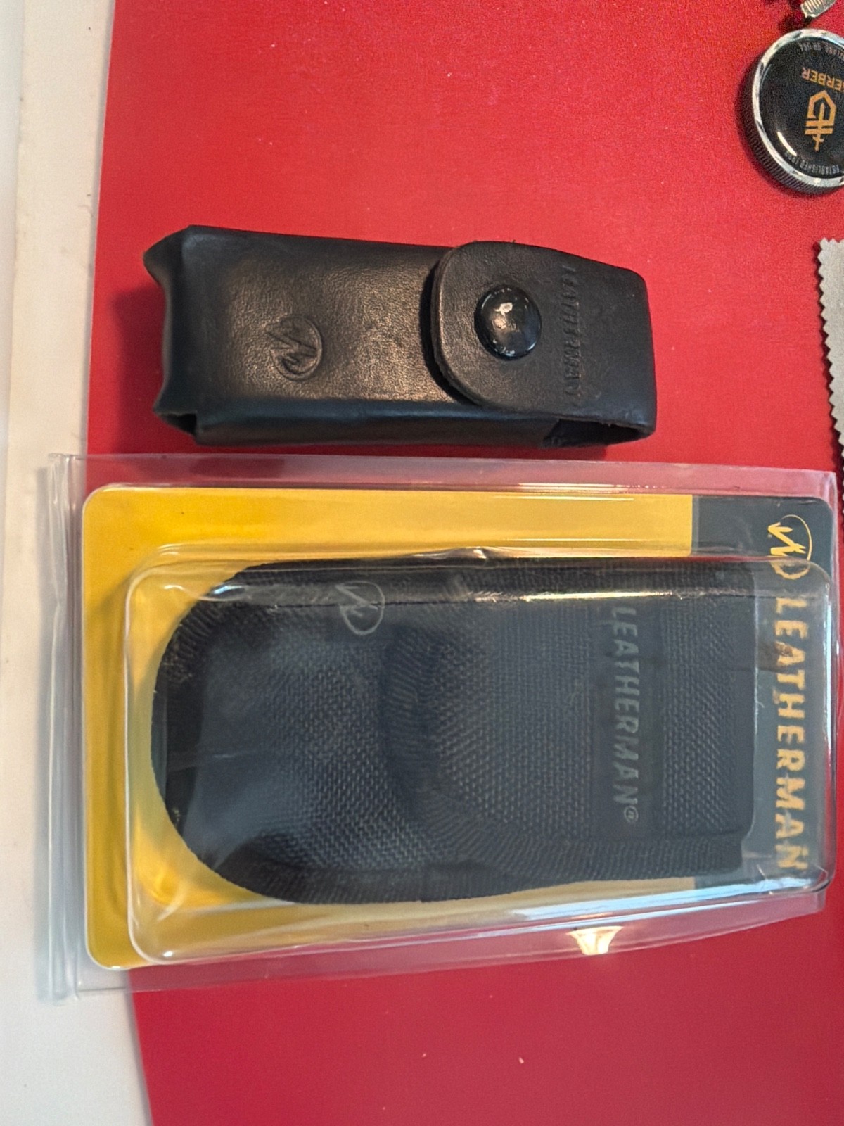 Leatherman SHEATH LOT Black Leather Sheath AND BLACK CORDUR SHEATH