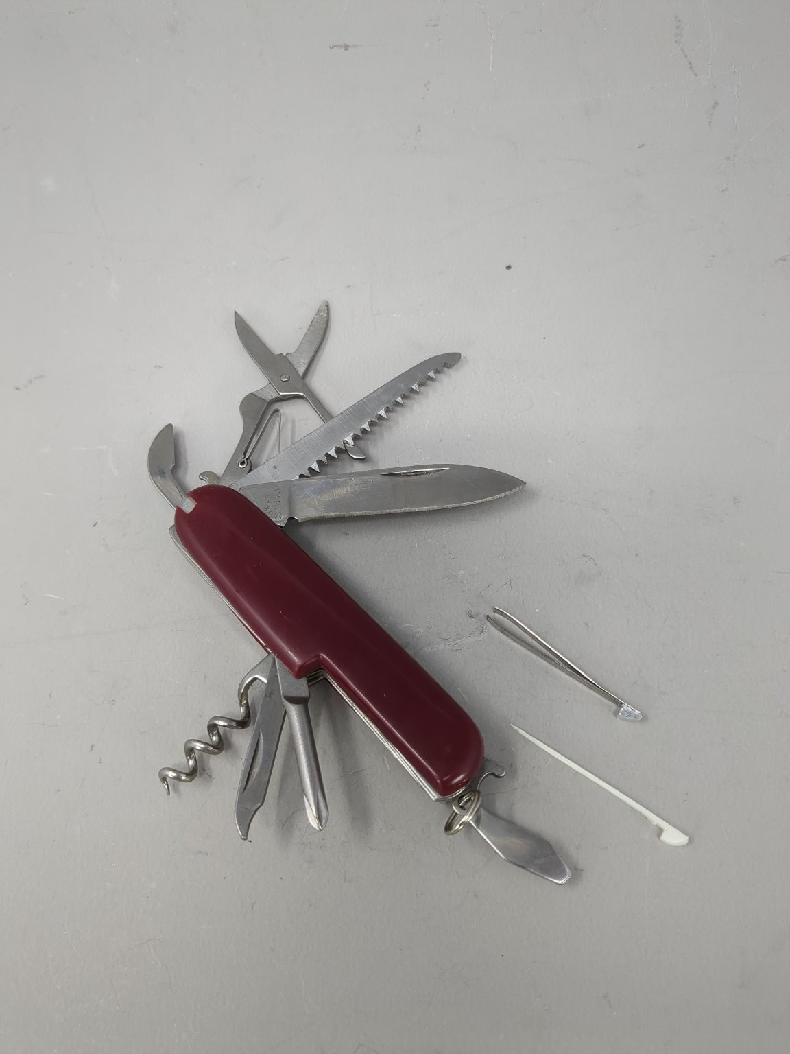 Swiss Army Style Multi-Tool Pocket Knife Burgundy 11 Tools Camping