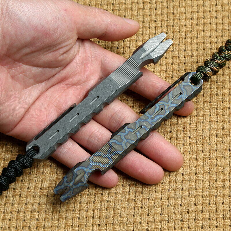 TC4 Titanium Alloy Pocket Pry Bar Pendant Crowbar Opener Multi Keychain EDC Tool