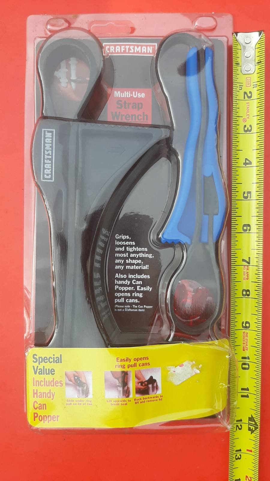 NOS New Craftsman Multi Use Strap Wrench Set 9- 45540 Includes Handy Can Opener
