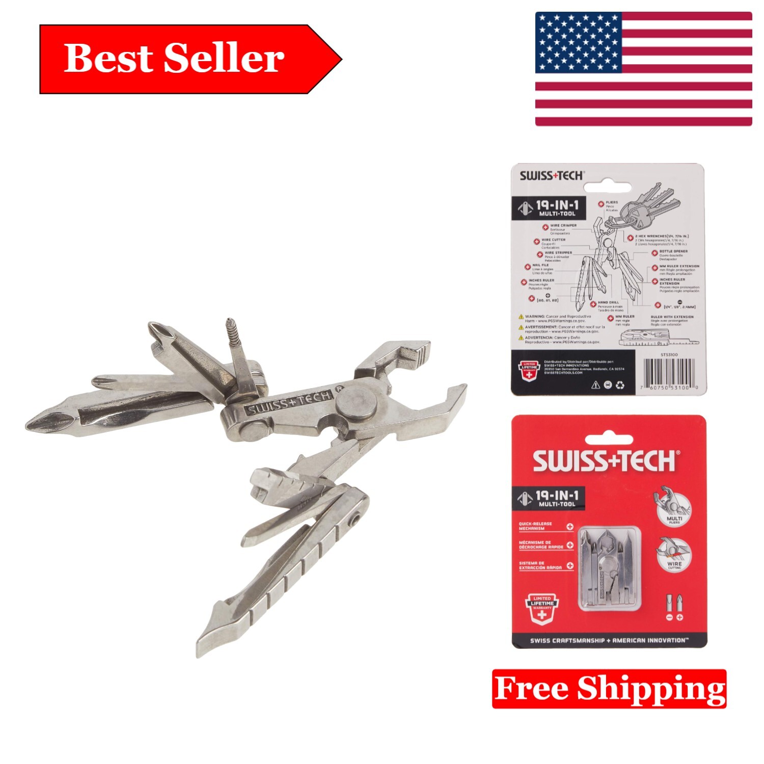 Sleek Stainless Steel 19-in-1 Multi Tool Keychain – Ultimate Outdoor Companion