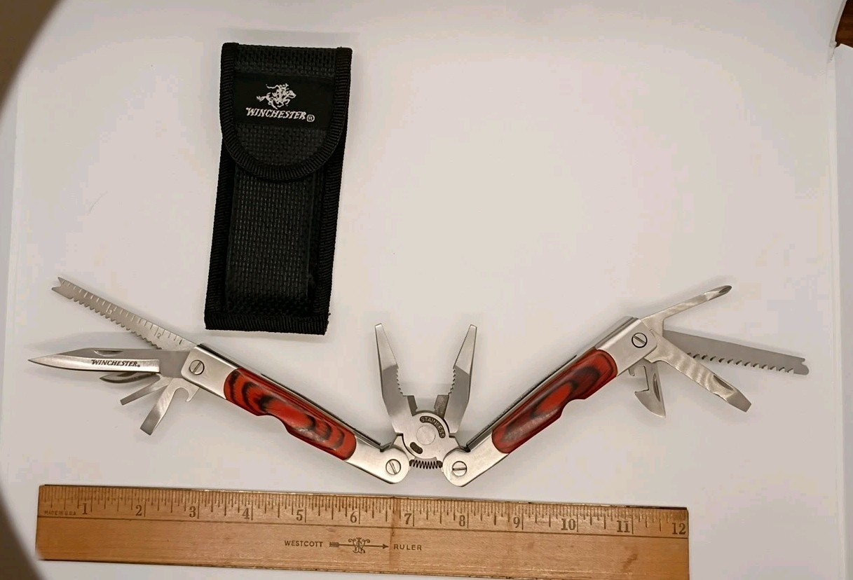 Winchester 10-tool Multi-Tool W/Faux Woodgrain Accents and Black Sheath
