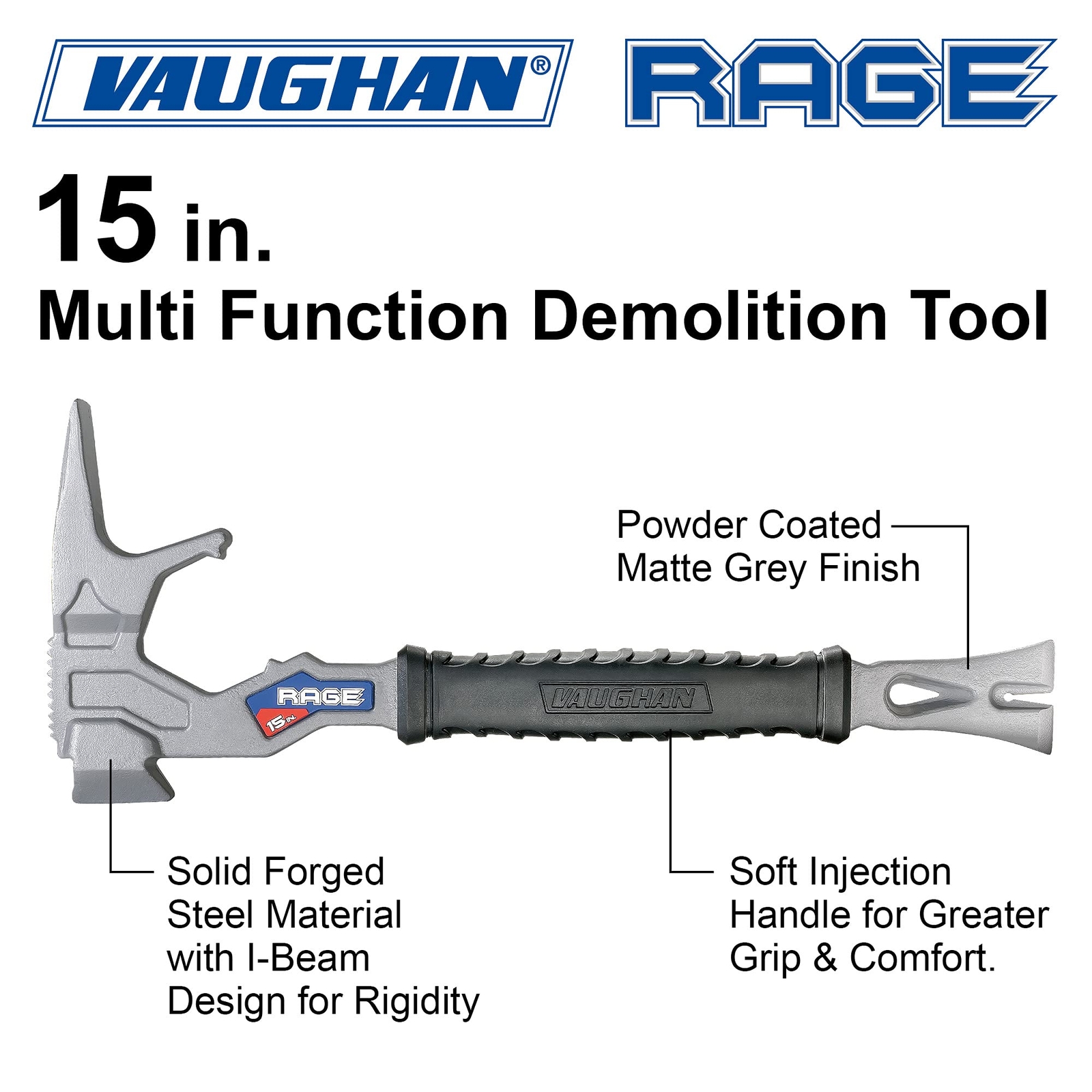 15 Inch Multifunction Demolition Tool Hammer Nail Puller Multiuse Heavy Duty Con