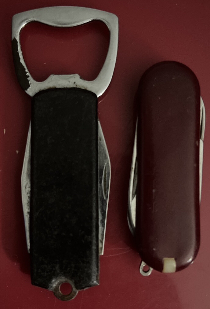 Old Pocket/ Keychain Multiple Tools Knife Fork And Bottle Opener $hips Free