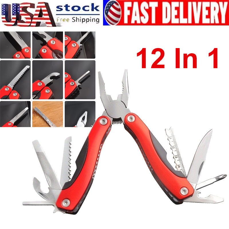 12 in 1 Pocket Multi Tool Stainless Steel Folding EDC Kit For Survival Outdoor