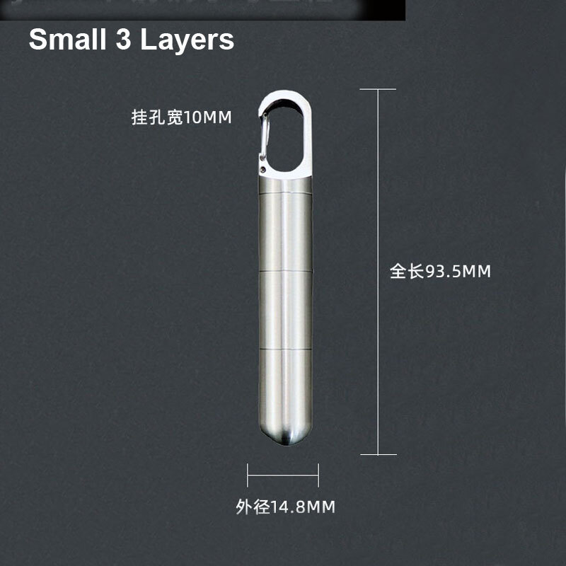 Outdoor Multilayer Waterproof Pill Case Key Chain Capsule Seal Container Box EDC