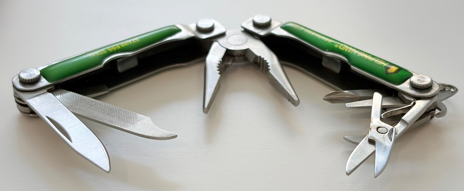Helping Hand Folding Multitool 9-in-1 Pliers Knife Scissors Stainless Steel Case