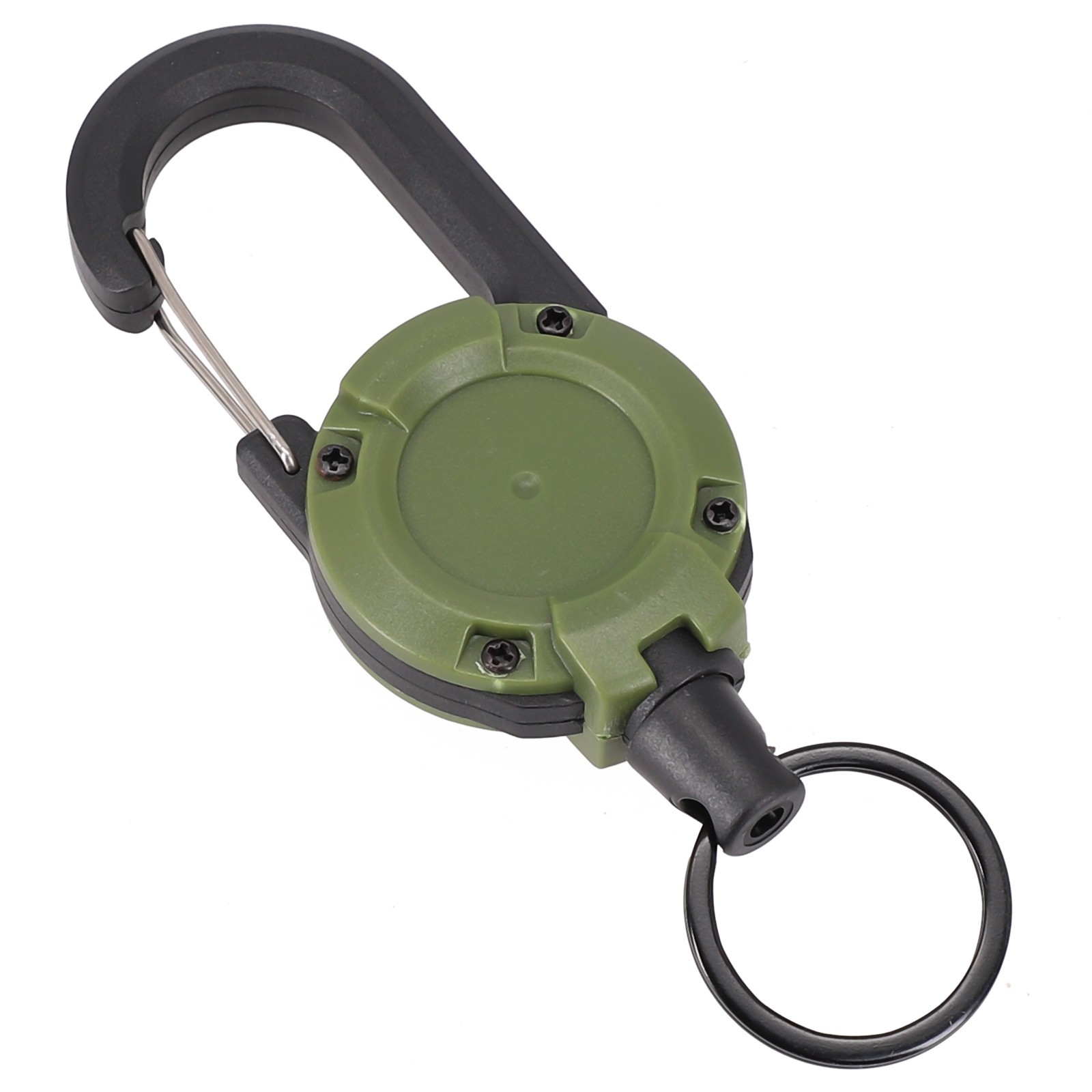 Keychain with Retractable Steel Cord and Multitool Carabiner Attachment