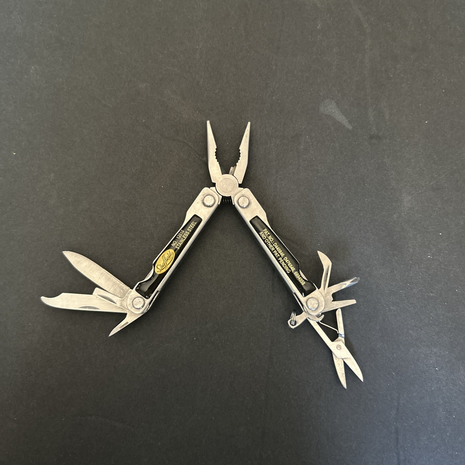 Vintage Sheffield Multi-Tool Knife Pliers-9 Tools Stainless # 12010