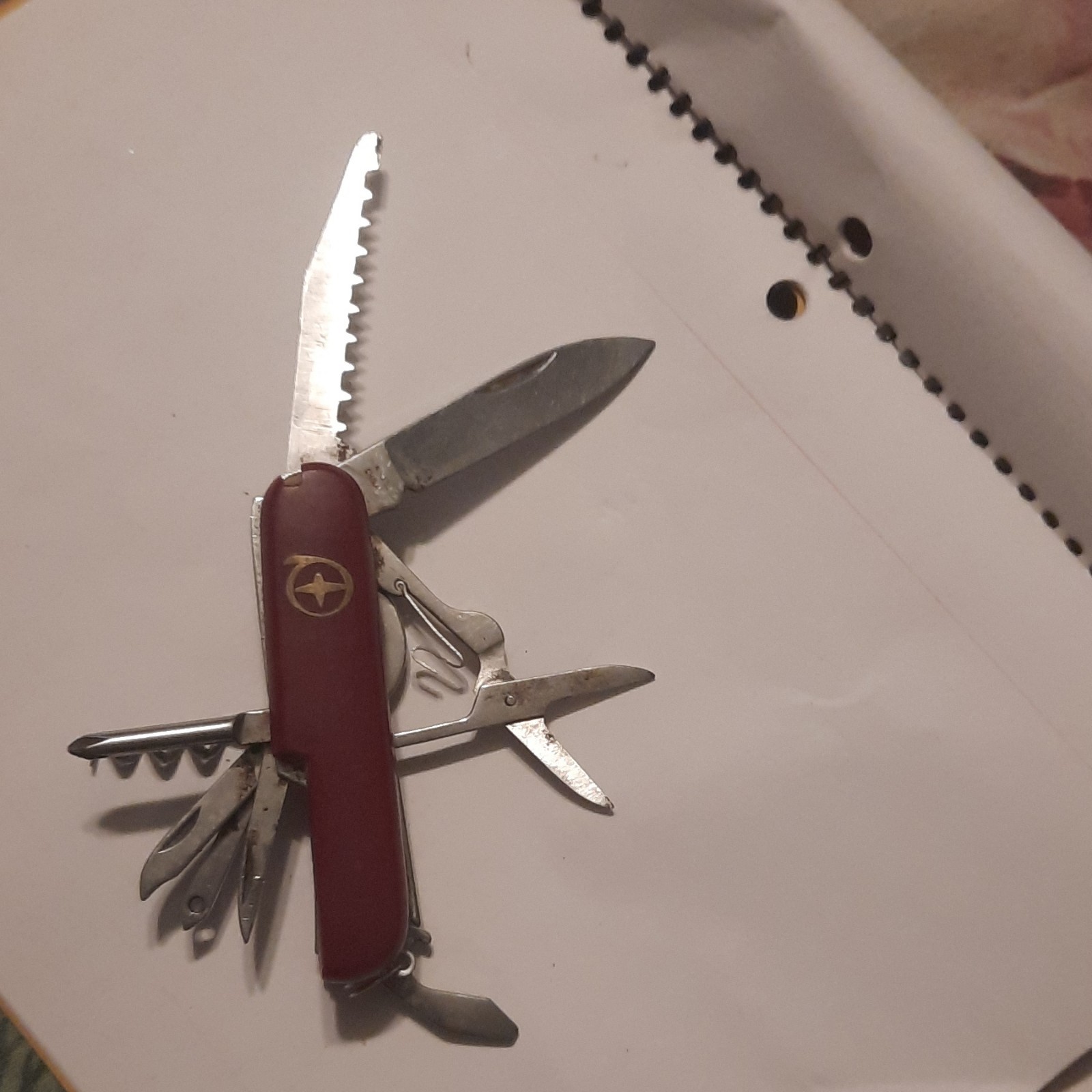 Red Multi-Tool Pocket Knife Stainless Steel with Knife, Scissors, Corkscrew