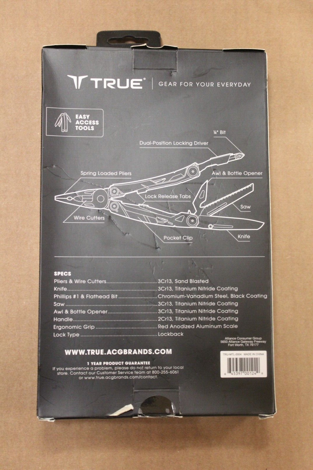 “TRUE” brand, Multi-Tool, Titanium”. High quality. TRUE Item# TRU-MTL-0004