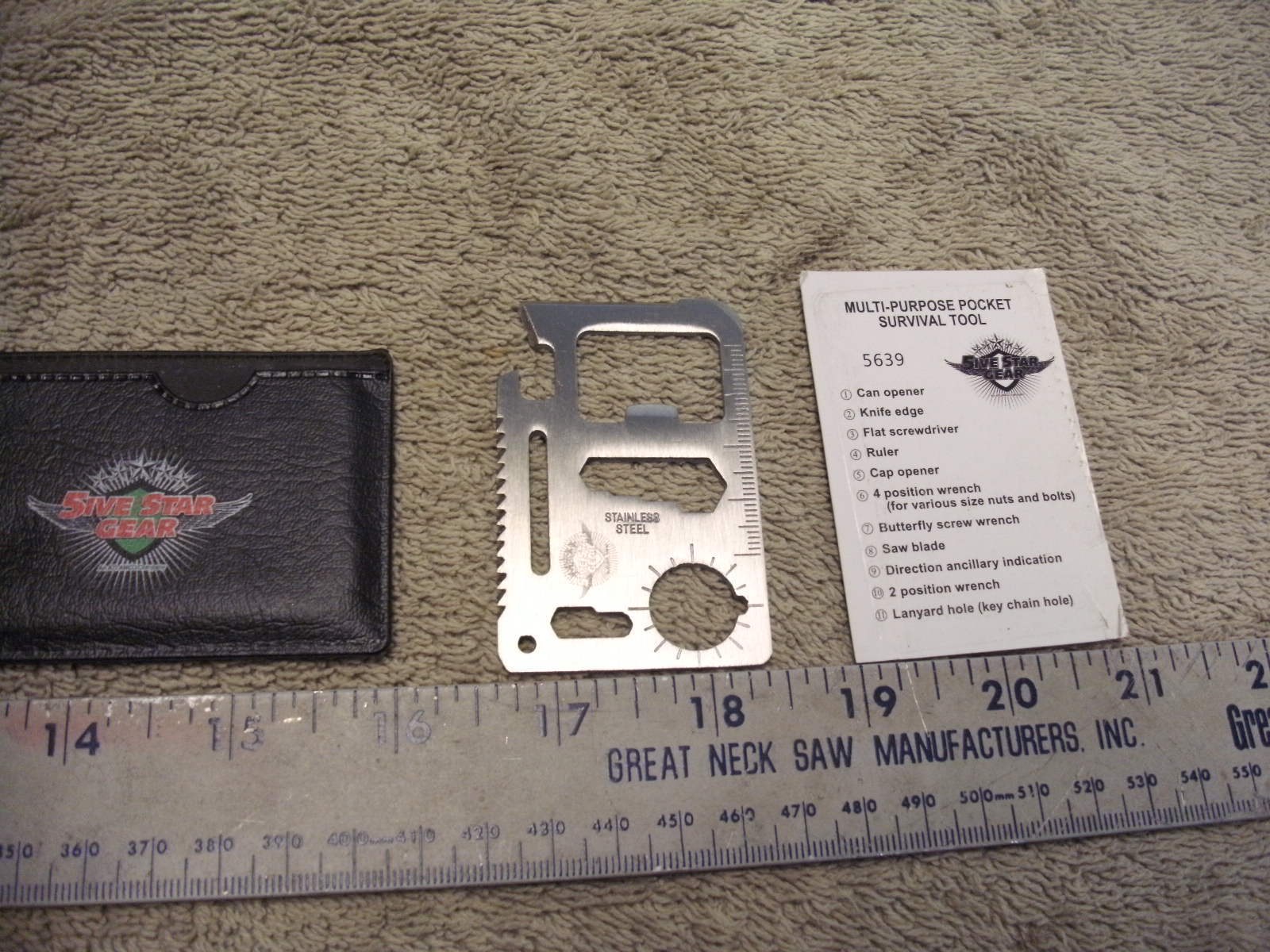 Five Star Gear Wallet Survival Tool with Pouch