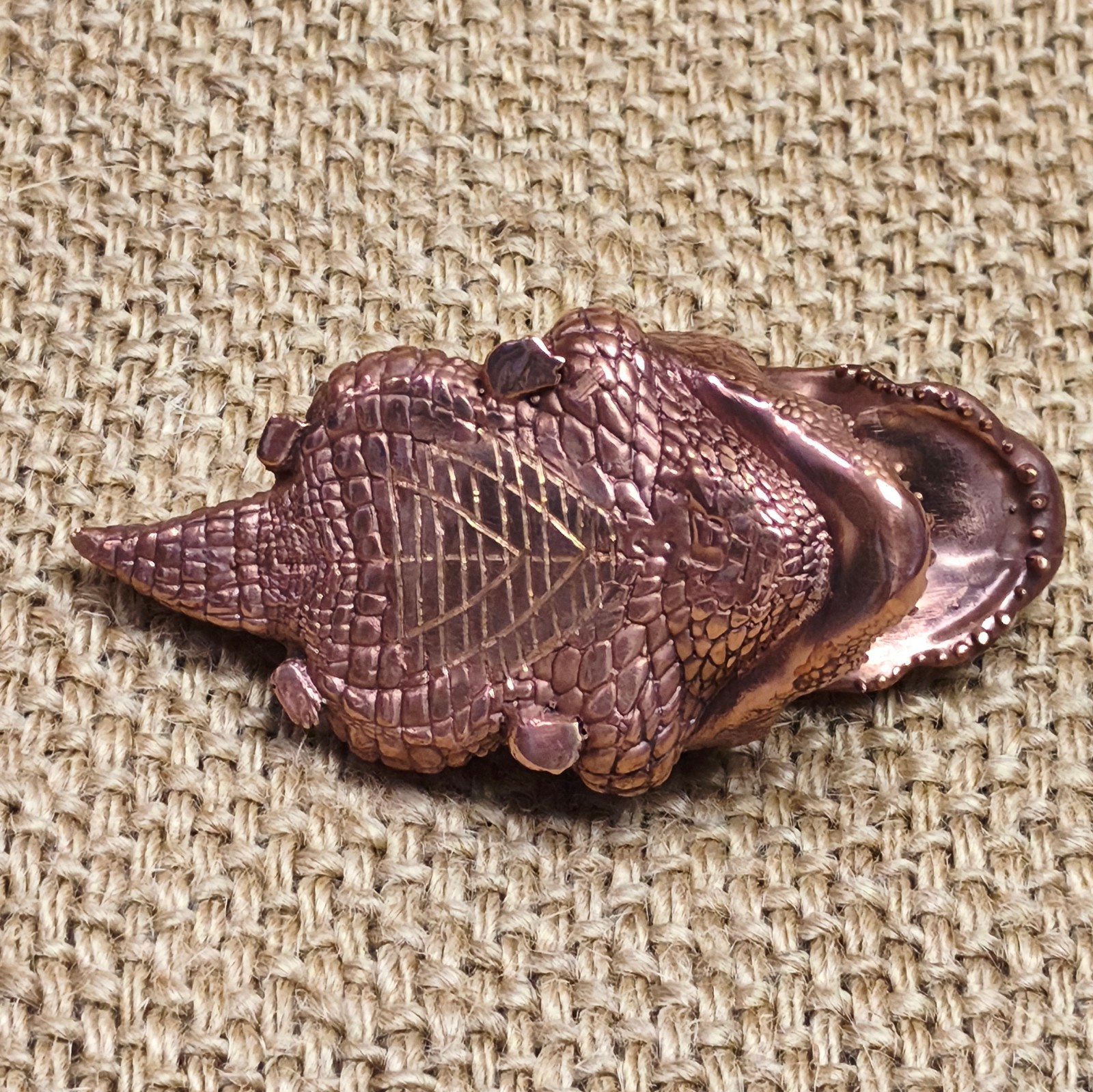 Purple copper Alligator Crocodile Gator ornament Solid handcraft statue reptile