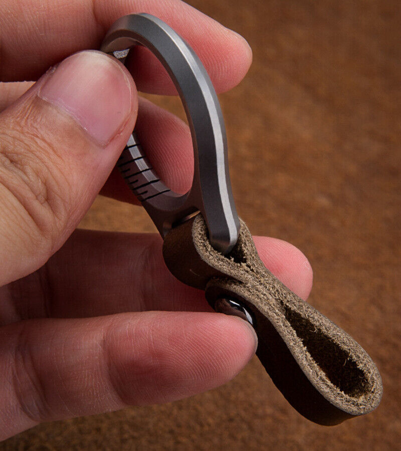 EDC Titanium Alloy Leather Porable Hanging Buckle Car Keychain Key Belt Waist