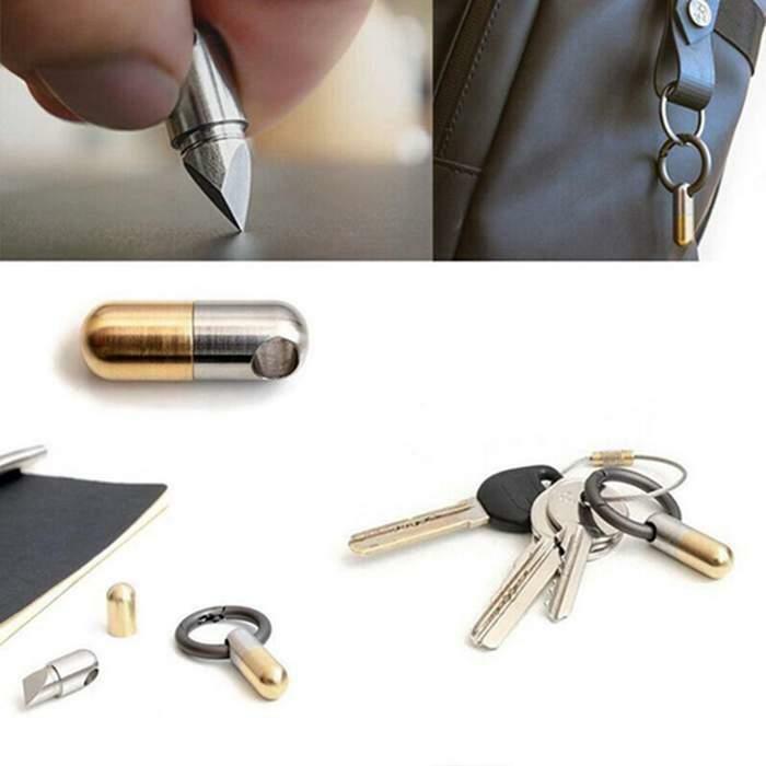 2x Capsule Knife Microblade Key Micro Cutting Tool Mini Pill Keychain Knife