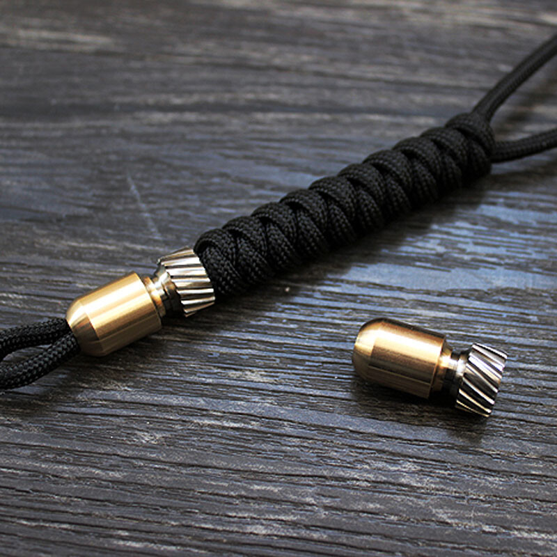 EDC TITNAER Titanium + Brass Knife Key Parachute Cord Bead Pendant Lanyard Gifts