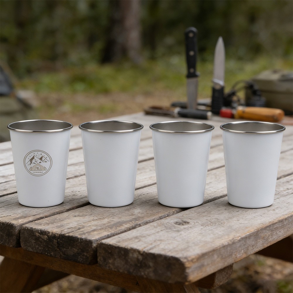 Campsite Essential 304 Stainless Steel Cups with Colorful Adventure Themes