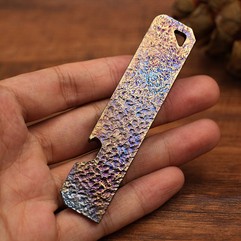 EDC Handmade TC4 Titanium Keychain Pry Bar Pendant Crowbar Opener Outdoor Multi