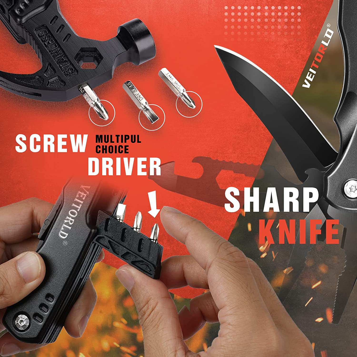 Gifts for Men Him Husband Valentine’S Day, Cool Survival Tools Hammer Multitool,