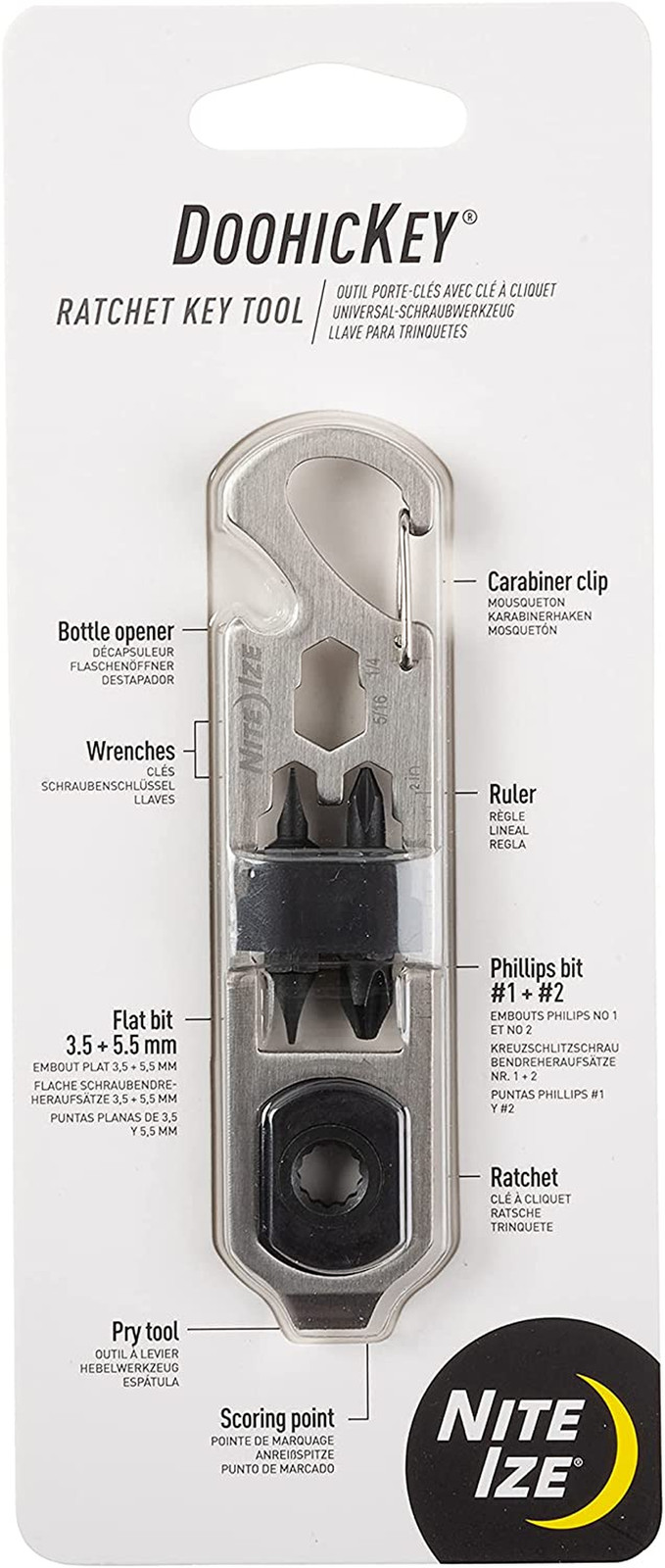 Doohickey Ratchet Key Tool – Keychain Multitool with Carabiner Clip – Pocket Too